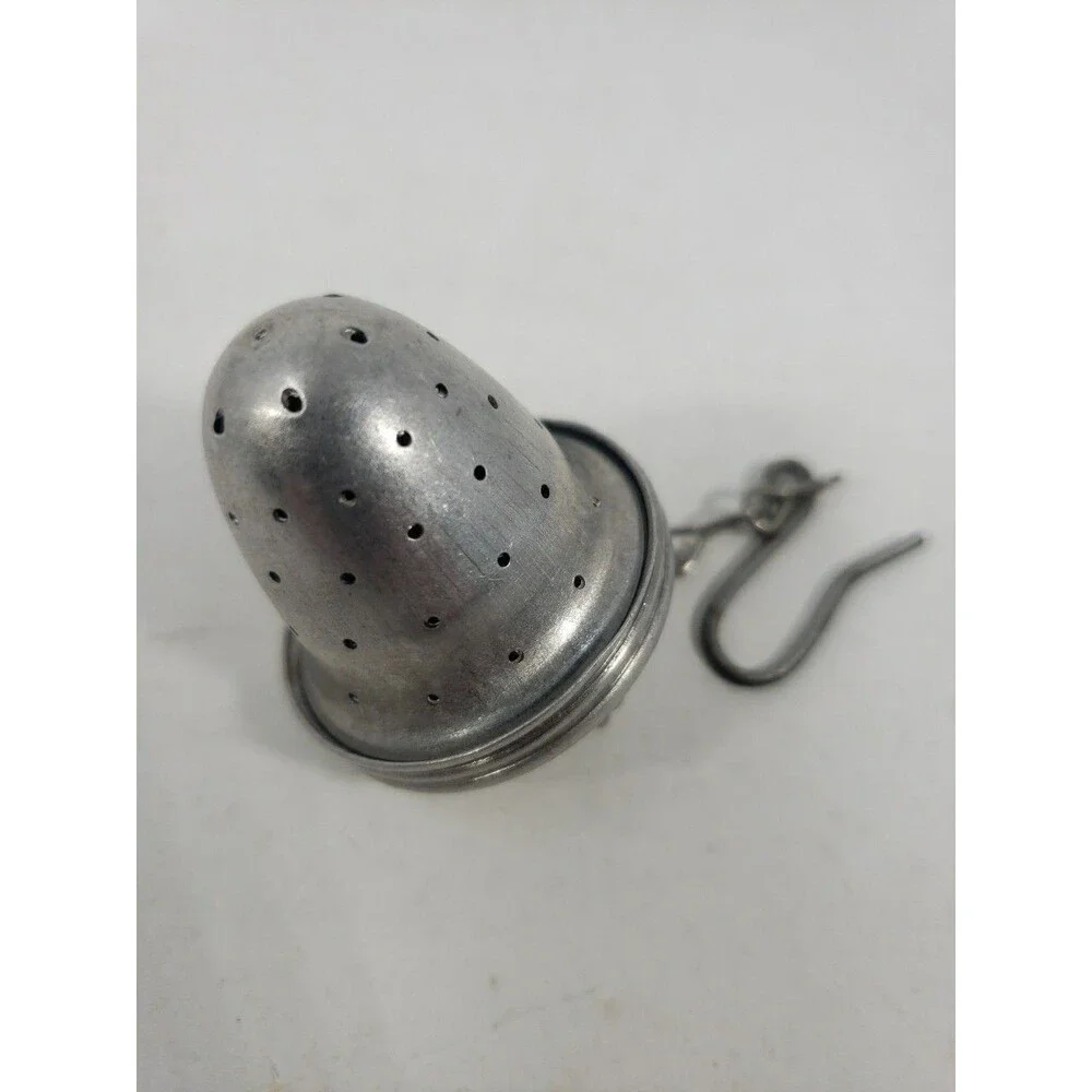 Vintage MCM Aluminum Acorn Shaped Tea ball Infuser Strainer with Hook & Chain